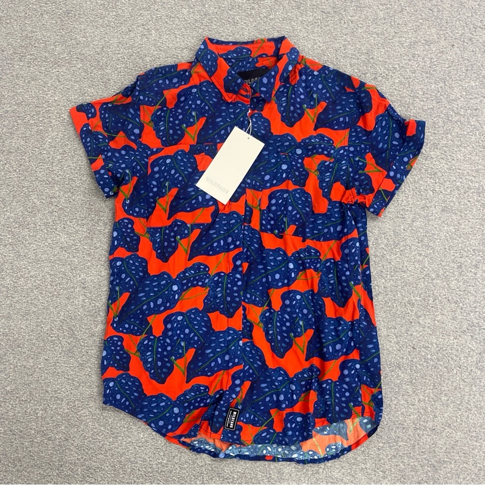 Wildfang adult Blue and Orange Button Down Shirt